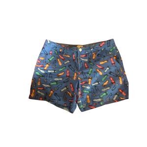 G.H.Bass women’s blue fashion, shoe print shorts, size 4